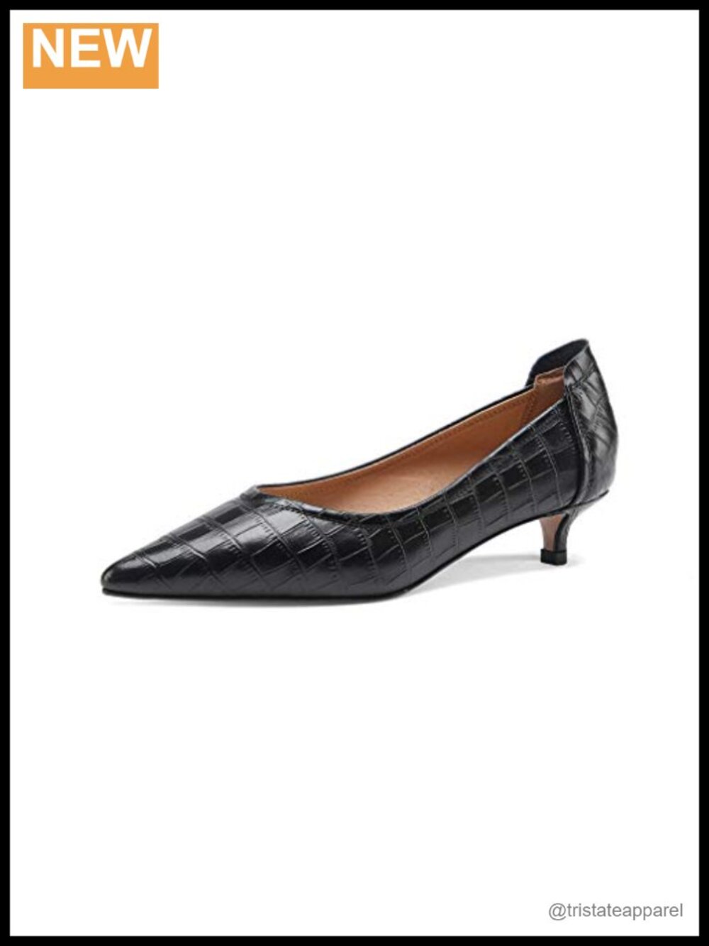Handmade Retro Low Heel Pointed Toe Pump Shoes Slip On Leather